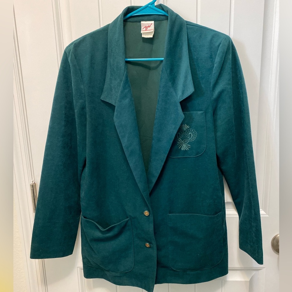 GW division of Graff dark green 2 button blazer. Size 10. Vintage.100% polyester